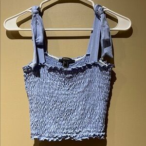 EUC Coastal Blue Smocked Top w/ Adjustable Tie Shoulder Straps - Women’s Small